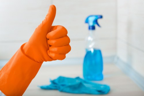 Inspection of a cleaned carpet as part of a complaint review